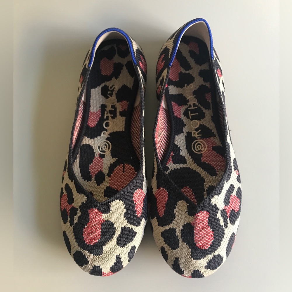 Rothy's The Flat Big Red Cat Animal Print Round Toe Flats Retired Women Size 7.5